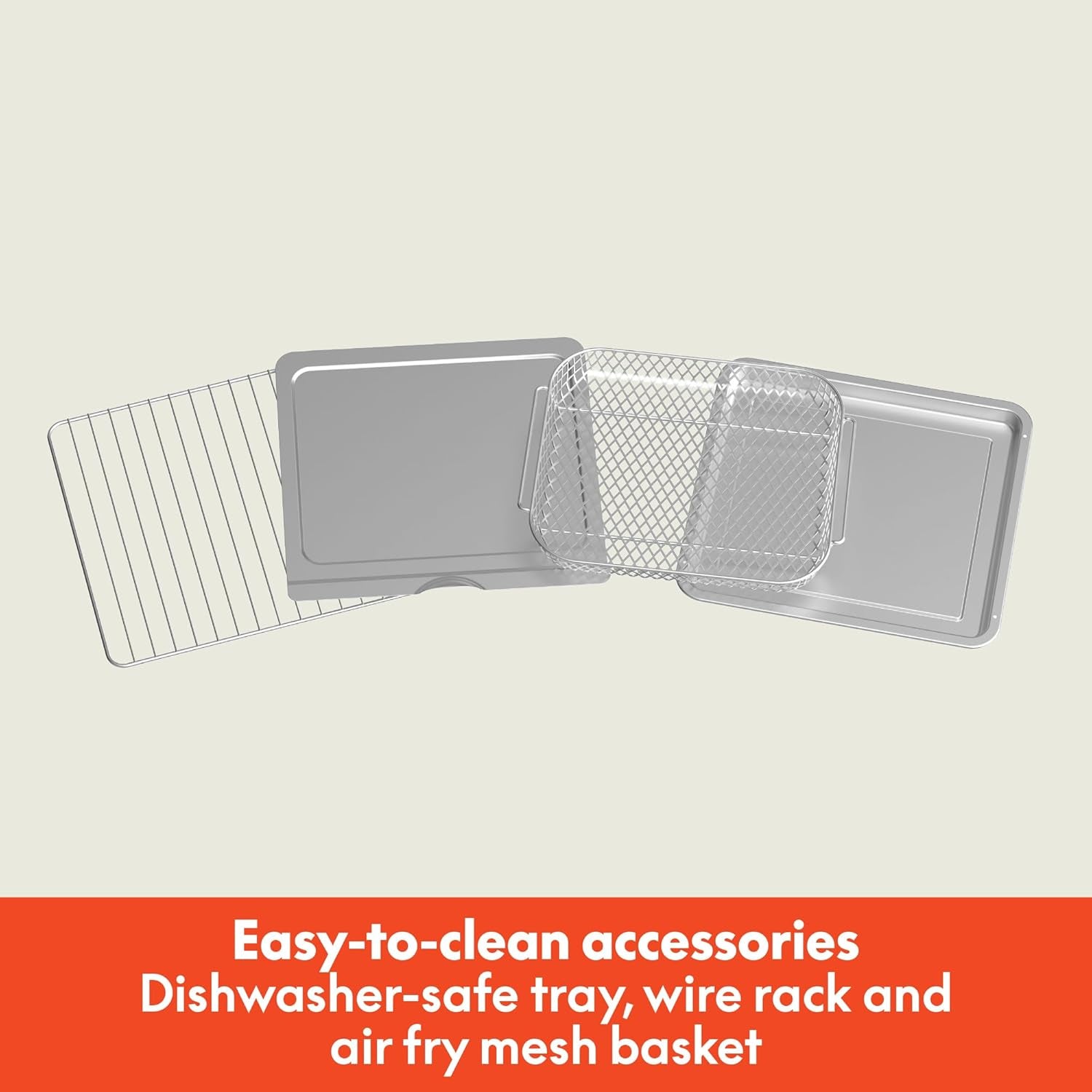 Air Fry Toaster Oven, 7 Preset Cooking Options, Dishwasher-Safe Evergood Coated Trays Included, 60-Minute Auto Shutoff W Audible Timer, Power Indicator Light, 1700 Watt, Oatmilk