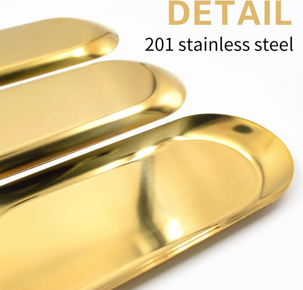 6 PCS Tip Trays Restaurant Service Check Dish Oval Plate Storage Guest Bill Holder Supplies Presenters Ornaments Accessories Decoration Metal Container for Coffee Bar Home (Gold)