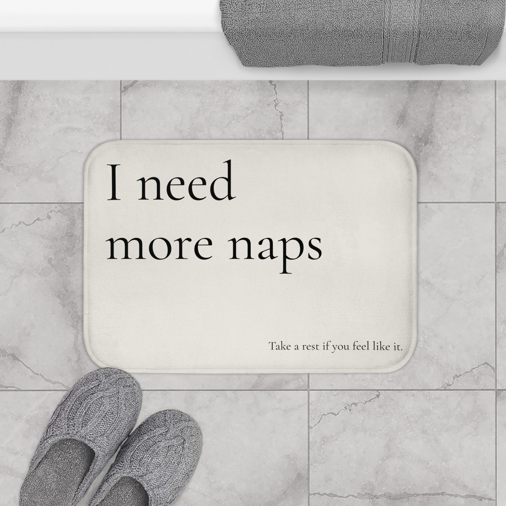 Bath Mat — Cozy Bathroom Rug with Relaxing Typography