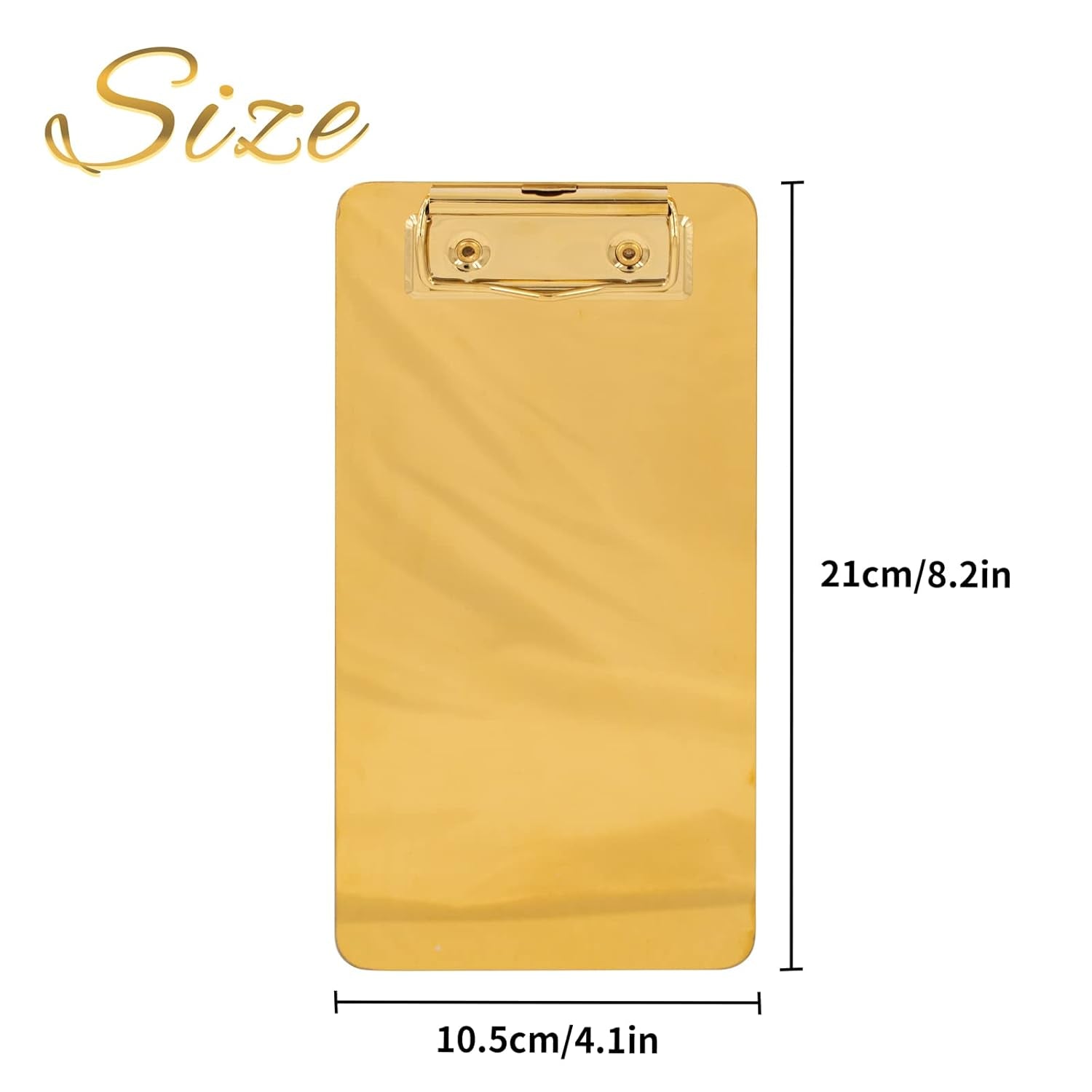 2-Pack Stainless Steel Menu Holders Gold Check Presenters for Restaurants Metal File Clipboard Server Books Clip Board for Waitress Restaurant School Bars, Hotels (8.3 * 4Inch)