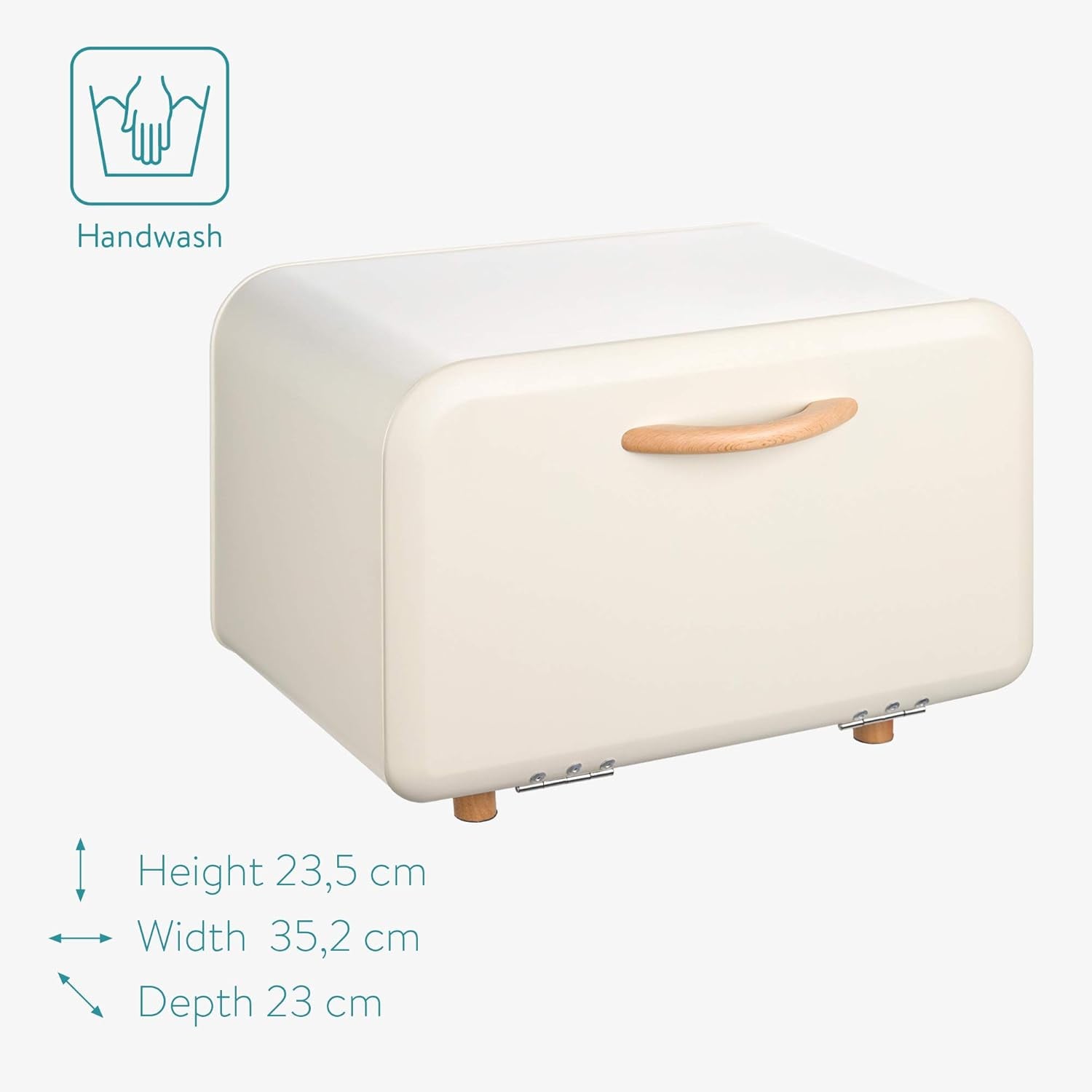 Bread Box - Metal Bread Bin Storage Tin with Front Opening Drop down Door for Kitchen Counter or Shelf - Breadbox Storage Container - Cream