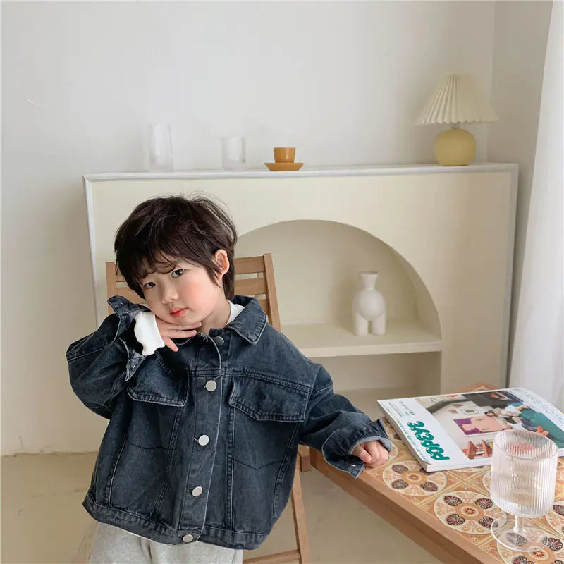 Casual Denim Jackets for Kids 2-6 Years, Long Sleeve