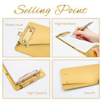 2-Pack Stainless Steel Menu Holders Gold Check Presenters for Restaurants Metal File Clipboard Server Books Clip Board for Waitress Restaurant School Bars, Hotels (8.3 * 4Inch)