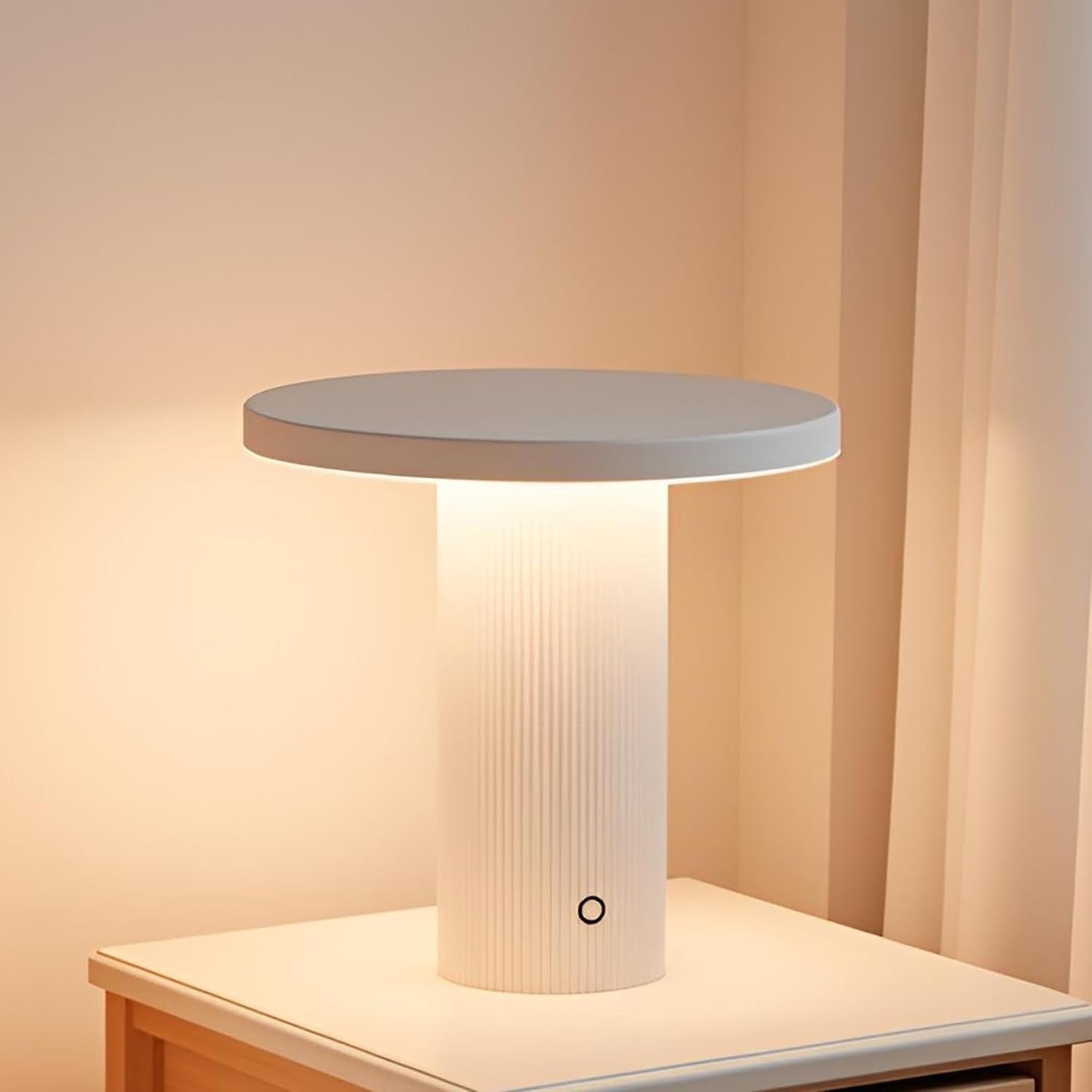 Minimalist Table Lamp, 9W LED Cordless Rechargeable Lamp with 3 Color Temps & Stepless Dimming, Nordic Modern Touch Bedside Ambient Lighting for Bedroom Living Room Decor, White