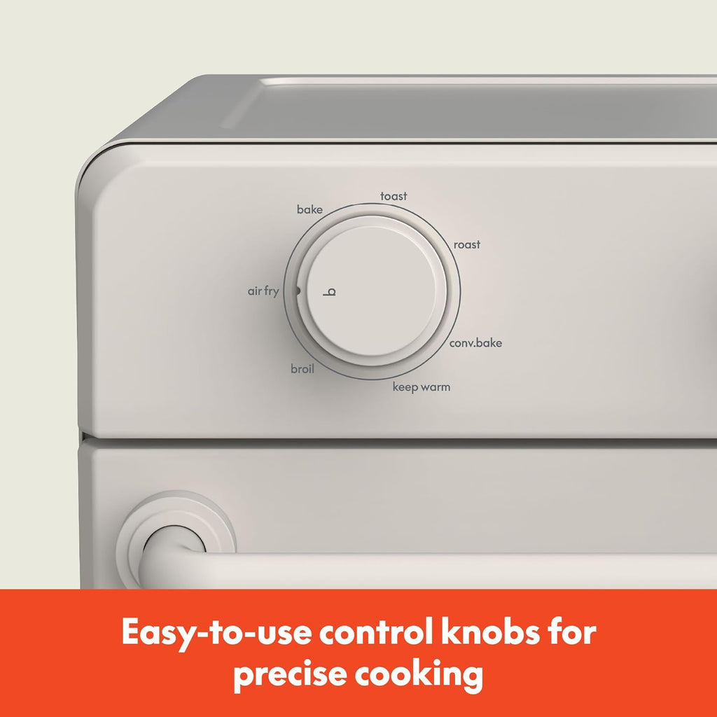 Air Fry Toaster Oven, 7 Preset Cooking Options, Dishwasher-Safe Evergood Coated Trays Included, 60-Minute Auto Shutoff W Audible Timer, Power Indicator Light, 1700 Watt, Oatmilk