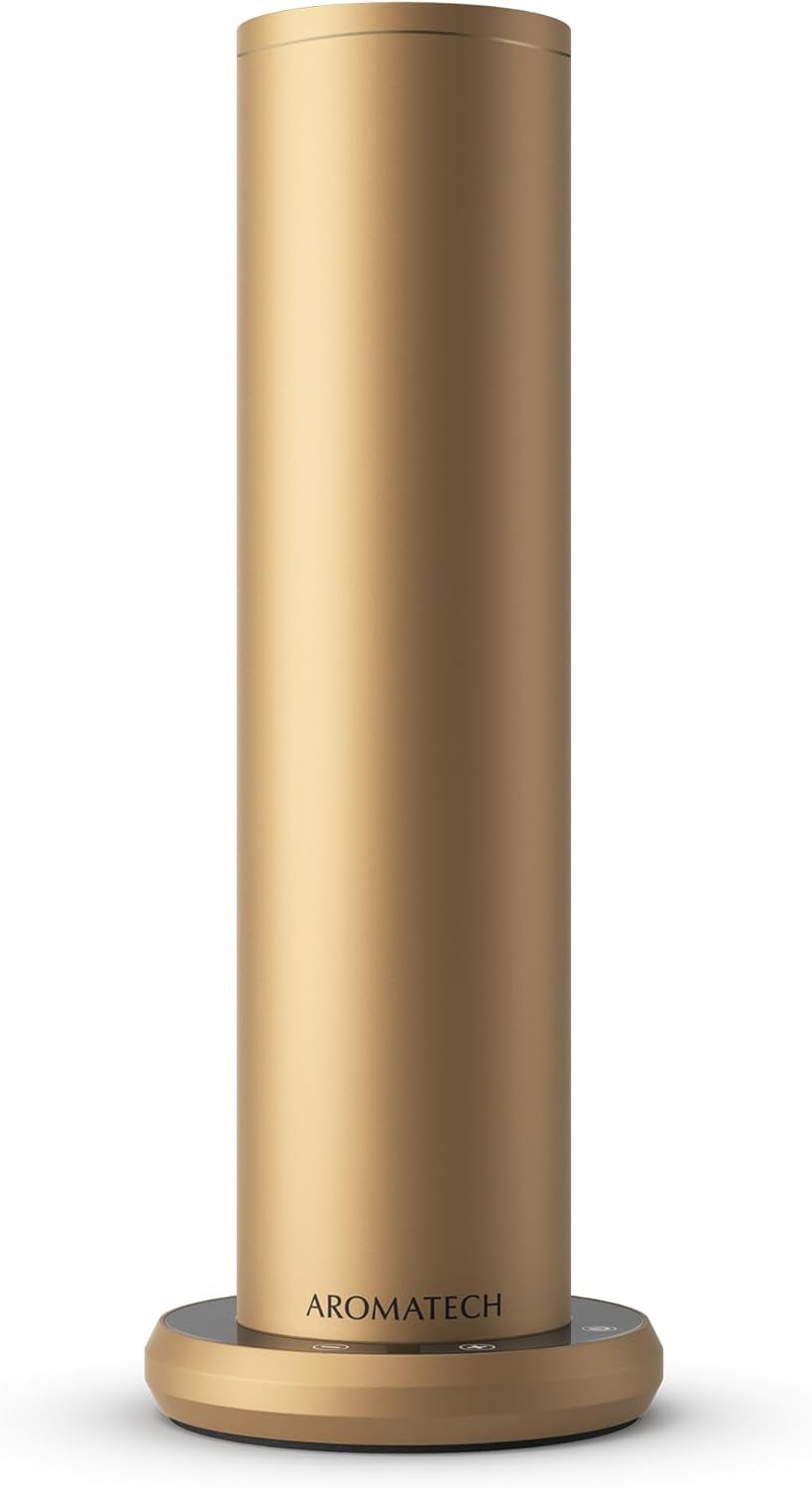 New Aromini BT plus Scent Diffuser W/Bluetooth – Cold-Air Diffusion Scent Machine for Home, Office, Hotel, Spa – Nebulizing Diffusion System for Essential Oil Blends (Gold)