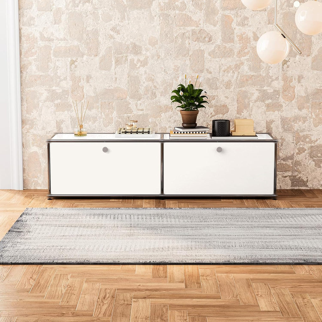 Modern Storage Cabinet Pantry Cabinet Versatile Free-Standing Organizer for Kitchen, Home, Office, Garage (White B)