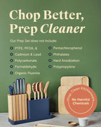 14-Piece Kitchen Prep Set - Kitchen Knife Set & Wooden Utensil Set - Made with Premium German Steel Blades & Fsc-Certified Birch Wood - Non-Toxic Materials - Includes Organizer - Cream