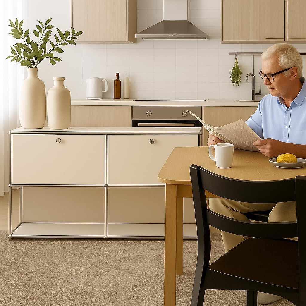 Modern Storage Cabinet White F Versatile Free-Standing Organizer for Living Room, Garage, Kitchen, Home Office Décor