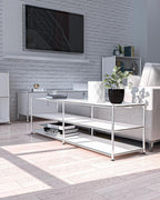 Metal Storage Rack, 3-Tiers Adjustable Storage Shelves, DIY Modern Home Furnishing, Adjustable Metal Organizer for Home,Kitchen,Office,Entryway, (White)