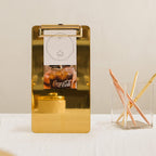 2-Pack Stainless Steel Menu Holders Gold Check Presenters for Restaurants Metal File Clipboard Server Books Clip Board for Waitress Restaurant School Bars, Hotels (8.3 * 4Inch)