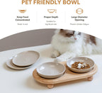 Raised Ceramic Wide Whisker Friendly Cat Dishes, Food& Water Bowl with 2 Style Stand Adjustable Pet Bowl Set, anti Whisker Fatigue(2Dish+2Shallow Dish+Stand