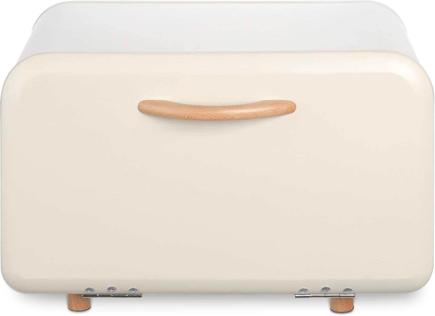 Bread Box - Metal Bread Bin Storage Tin with Front Opening Drop down Door for Kitchen Counter or Shelf - Breadbox Storage Container - Cream