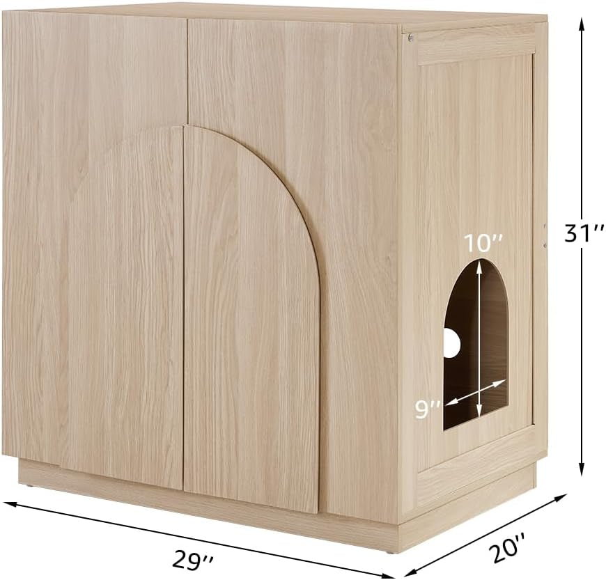 Tall Cat Litter Box Enclosure Furniture Style, Hidden Cat House Washroom for Tall or Top Entry Litter Box, Modern Pet House Cabinet