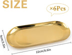 6 PCS Tip Trays Restaurant Service Check Dish Oval Plate Storage Guest Bill Holder Supplies Presenters Ornaments Accessories Decoration Metal Container for Coffee Bar Home (Gold)