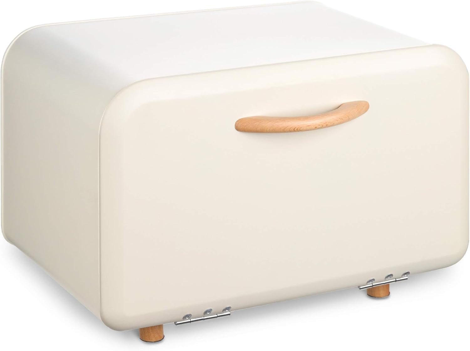 Bread Box - Metal Bread Bin Storage Tin with Front Opening Drop down Door for Kitchen Counter or Shelf - Breadbox Storage Container - Cream