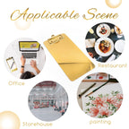 2-Pack Stainless Steel Menu Holders Gold Check Presenters for Restaurants Metal File Clipboard Server Books Clip Board for Waitress Restaurant School Bars, Hotels (8.3 * 4Inch)