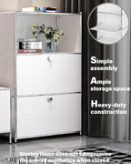 Metal Shelf with 2 Flap Doors, Large Capacity Cabinet,Diy Modern Home Furnishing,Perfect for Home, Office, Kitchen, Hallway,Foyer (White)