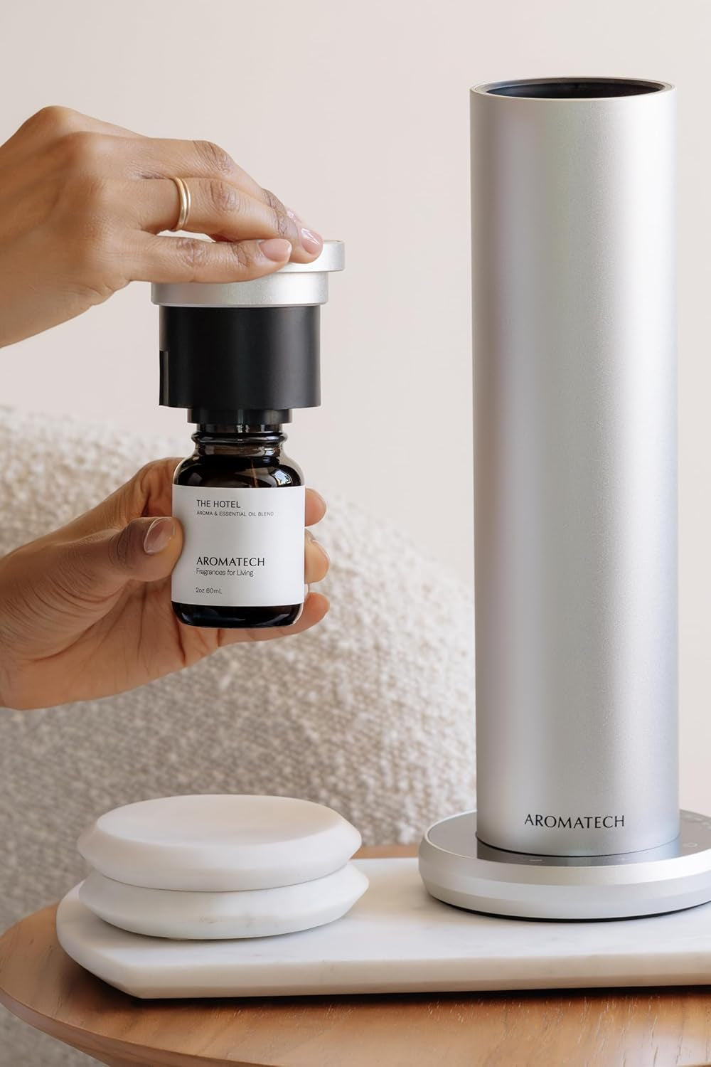 New Aromini BT plus Scent Diffuser W/Bluetooth – Cold-Air Diffusion Scent Machine for Home, Office, Hotel, Spa – Nebulizing Diffusion System for Essential Oil Blends (Gold)