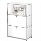 Metal Shelf with 2 Flap Doors, Large Capacity Cabinet,Diy Modern Home Furnishing,Perfect for Home, Office, Kitchen, Hallway,Foyer (White)