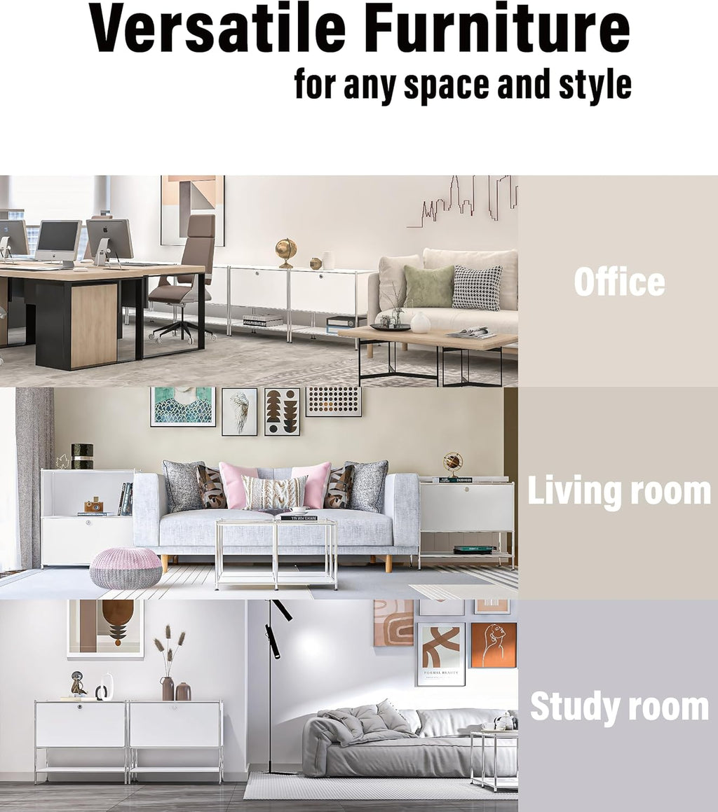 Metal Sidetable with Flap Door, 27.5" Height - DIY Modern Furnishing for Home, Office, Foyer, Bedroom - Night Stand, Book Shelf, Bookshelf, Cube Storage Organizer, Bedside Table (White)