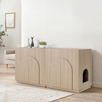 Tall Cat Litter Box Enclosure Furniture Style, Hidden Cat House Washroom for Tall or Top Entry Litter Box, Modern Pet House Cabinet