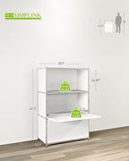 Metal Shelf with 2 Flap Doors, Large Capacity Cabinet,Diy Modern Home Furnishing,Perfect for Home, Office, Kitchen, Hallway,Foyer (White)