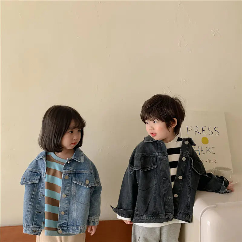 Casual Denim Jackets for Kids 2-6 Years, Long Sleeve