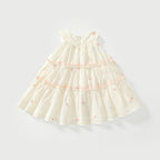 Summer Arrival Baby Girls Cute Floral Embroidered Pattern Sleeveless Dress