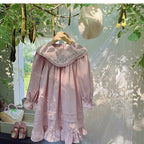 Arrival Girls Autumn French Flowers Embroidered Pattern Long Sleeves Dress