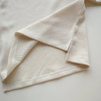 Spring and Autumn Kids Unisex Casual Solid Color Long Sleeves Striped Top and Pants Knitted Clothing Set