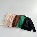 Girls Tops Spring And Autumn Style Children’s Solid Color Long-Sleeved T-Shirts For Girls With Ear-Shaped Inner Bottoming Shirts