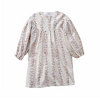 Arrival Autumn Girls Cute Flowers Striped Pattern Long Sleeves Crew Neck Loose Dress