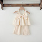 Summer Baby Kids Cute Solid Color Sleeveless Top Vest with Trousers Clothing Set for Girls